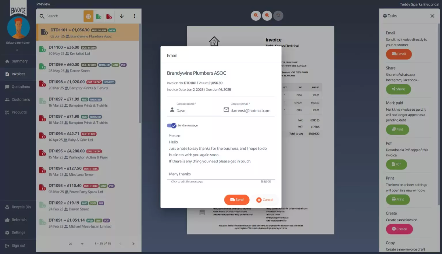 Email the invoice